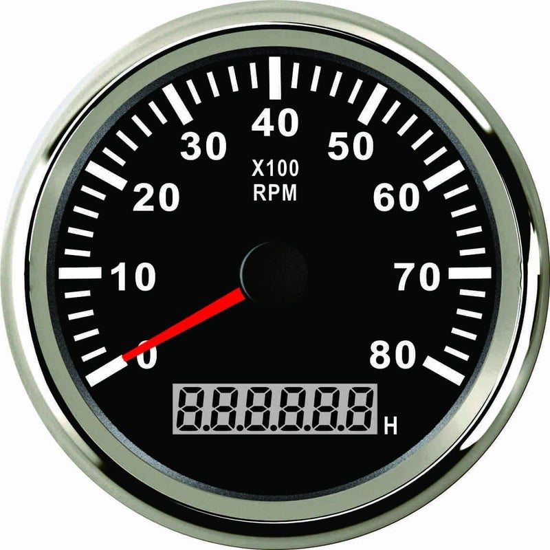 SAMDO 85mm Boat Tachometer Car Truck Marine Tacho Gauge with Hour Meter Waterproof 0-8000 RPM 12V 24V - Image 1